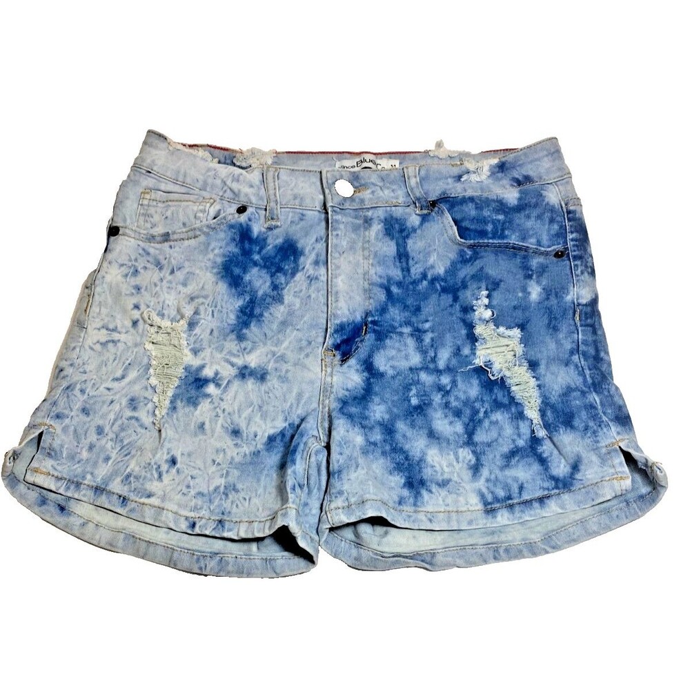 Vince Blue Co Jeans Shorts~Juniors 11~Lt Blue~Acid Wash~Distressed~Stretch Denim